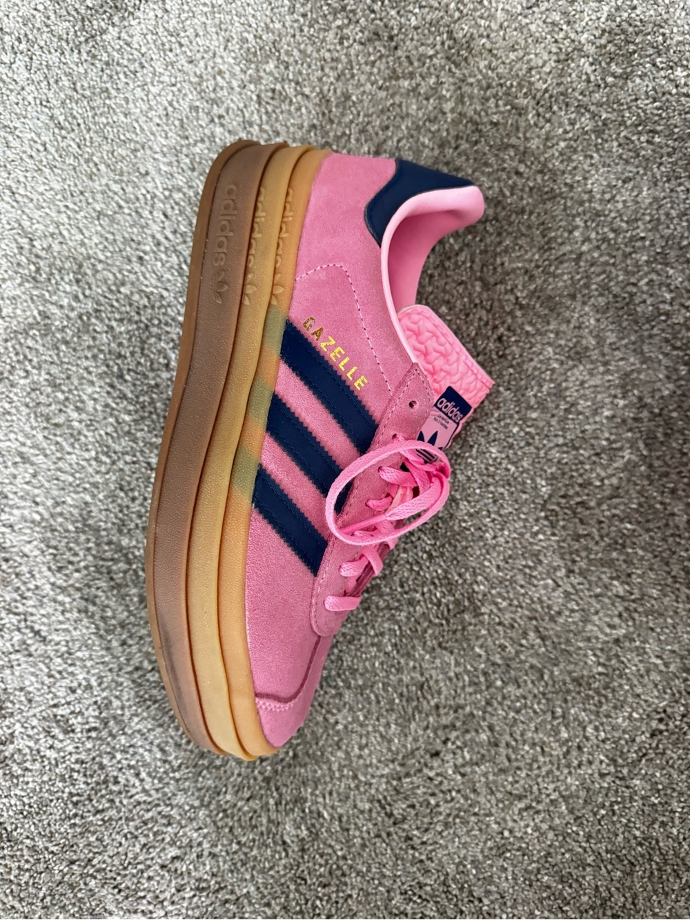 adidas Pink Suede Sneakers with Navy Three Stripes - Picture 3 of 8